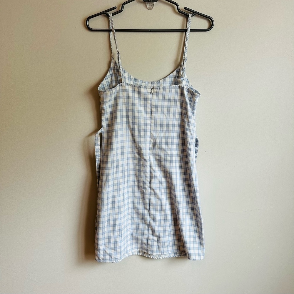 ★ Brandy Melville John Galt Colleen White Blue Paid Gingham Mini Dress ★ - Picture 6 of 14